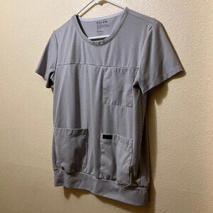 Folds Wear Women's Grey Short Sleeve Scrubs Top Shirt Size XS